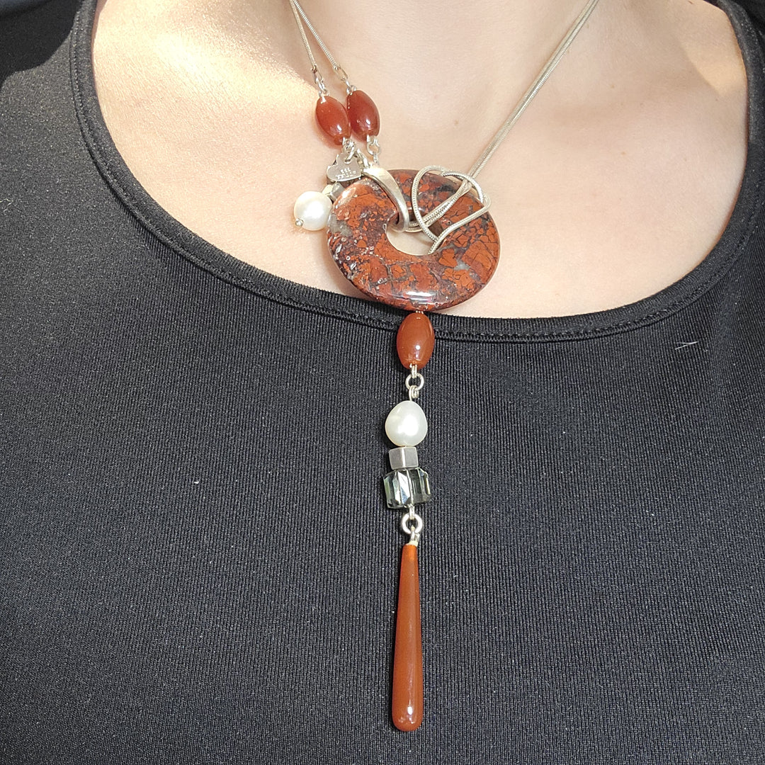 LARIAT 36 in - " Stone " - Sterling Silver